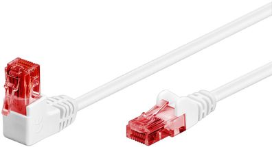 goobay CAT 6 Patchkabel 1x 90° gewinkelt U/UTP weiß 2 m (Bulk)