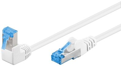 goobay CAT 6A Patchkabel 1x 90° gewinkelt S/FTP PiMF weiß 0,5 m (Bulk)