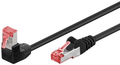 goobay CAT 6 Patchkabel 1x 90° gewinkelt S/FTP PiMF schwarz 0,25 m (Bulk)