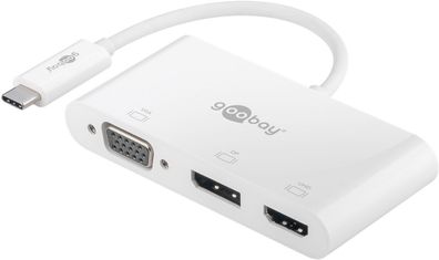 goobay USB-C Multiport-Adapter VGA DP HDMI weiß (1er Softpack)