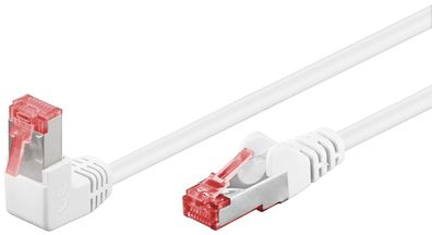 goobay CAT 6 Patchkabel 1x 90° gewinkelt S/FTP PiMF weiß 0,25 m (Bulk)