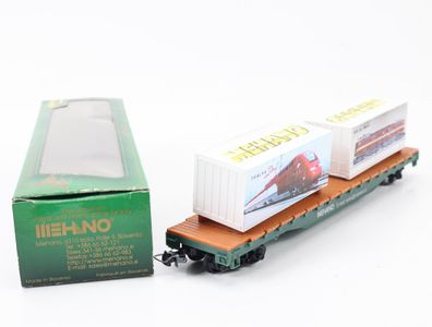 Mehano H0 Güterwagen Flachwagen mit 2 Containern "Mehano Promotion"