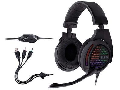 Gaming-Kopfhörer mit Mikrofon PC-Headset Gamezone Aligator RGB Rainbow LED