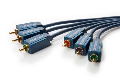 clicktronic YUV Komponentenkabel 3m dunkelblau (1er Faltschachtel)