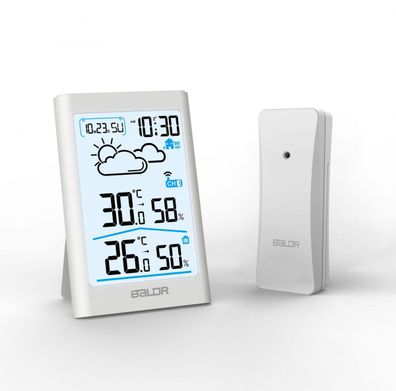 Thermometer-Hygrometer für Innen und Außen, großes LCD-Display