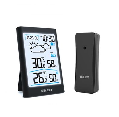 Thermometer-Hygrometer für Innen und Außen, großes LCD-Display