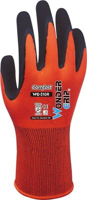 Wonder Grip WG-310R Arbeitshandschuhe Comfort rot M/8 (2er Blister)