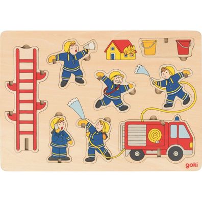 GOKI Holzpuzzle Feuerwehrmänner 2in1