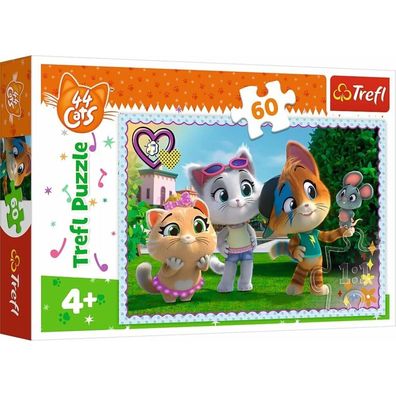 TREFL Puzzle 44 Katzen: Spielen mit Freunden 60 Teile