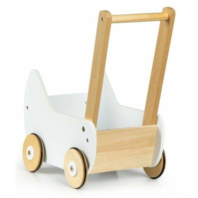 Ecotoys Puppenwagen aus Holz weiß