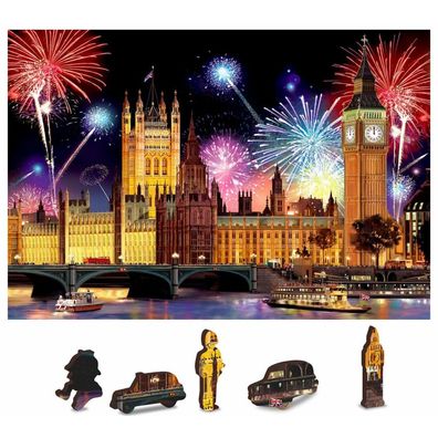 WOODEN CITY Holzpuzzle Nacht London 2in1, 150 Teile ECO