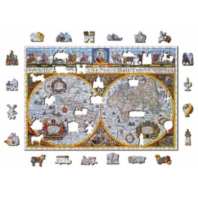 WOODEN CITY Holzpuzzle Antike Landkarte Nova Terrarum 2in1, 505 Teile ECO