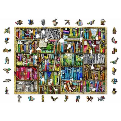 WOODEN CITY Holzpuzzle Bibliothek 2in1, 1010 Teile EKO