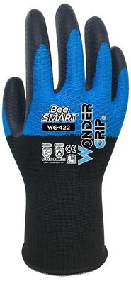 Wonder Grip WG-422 Arbeitshandschuhe Bee-Smart schwarz, lau S/7 (2er Blister)