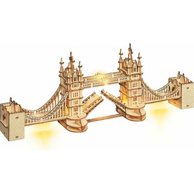 Robotime Rolife Beleuchtetes 3D Holzpuzzle Tower Bridge 113 Teile