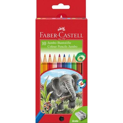 Faber-Castell Jumbo Buntstifte 10 Stück + Bleistiftspitzer