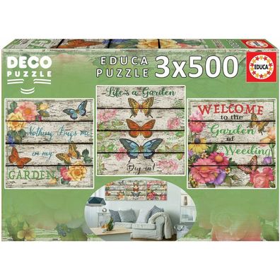 EDUCA Quadratisches Puzzle Landgarten 3x500 Teile