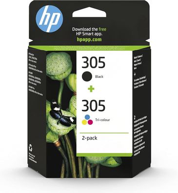 HP 305 (6ZD17AE) Original Printer Cartridge, 1 x Black, 1 x Colour for HP DeskJet 230