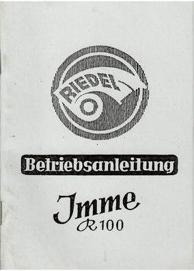 Betriebsanleitung Imme R 100, Motorrad, Oldtimer, Klassiker