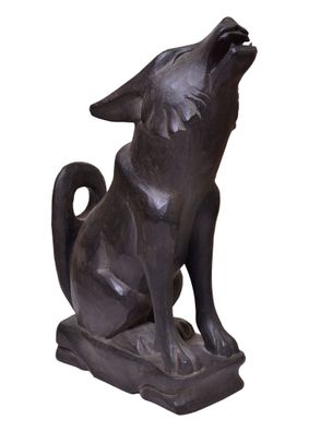 Wolf, Trinkhornständer aus Holz, braun