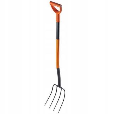 KADAX Spatengabel aus Stahl, 132 cm Lange Gabel, Heugabel, 4 Zinken, Orange