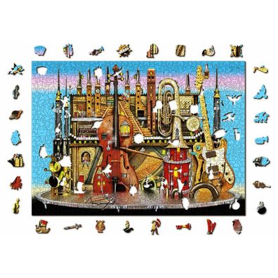 WOODEN CITY Holzpuzzle Musical Castle 2in1, 1010 Teile ECO