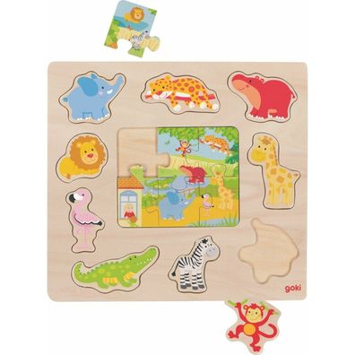 GOKI Holzpuzzle + Puzzle Tiere aus dem Zoo