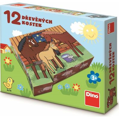 DINO Bildwürfel Haustiere, 12 Würfel