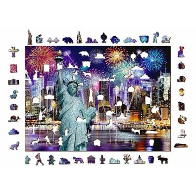 WOODEN CITY Holzpuzzle Nacht New York 2in1, 1010 Teile ECO