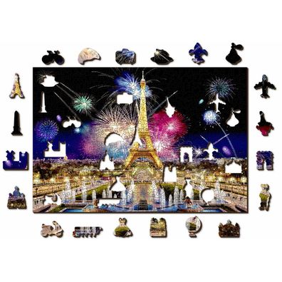 WOODEN CITY Holzpuzzle Nacht Paris 2in1, 505 Teile ECO