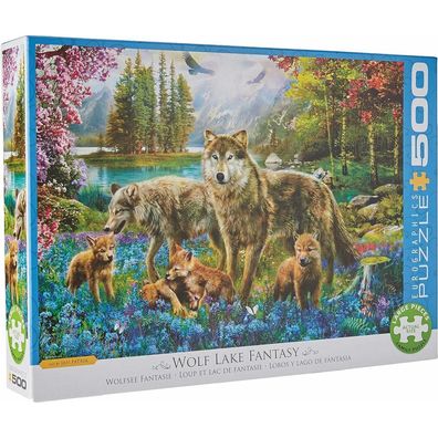 Eurographics Puzzle Wolfsfamilie am See XL 500 Teile