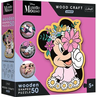 TREFL Wood Craft Junior Puzzle In der Welt von Minnie Mouse 50 Teile