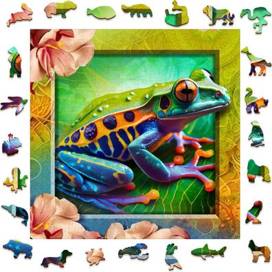 WOODEN CITY Holzpuzzle Farbiger Frosch 250 Teile