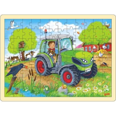 GOKI Holz Traktor Puzzle 96 Teile