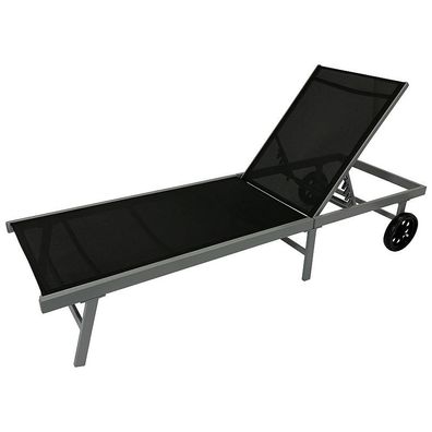 Rollenliege 200cm Aluminium silber Textilgewebe schwarz