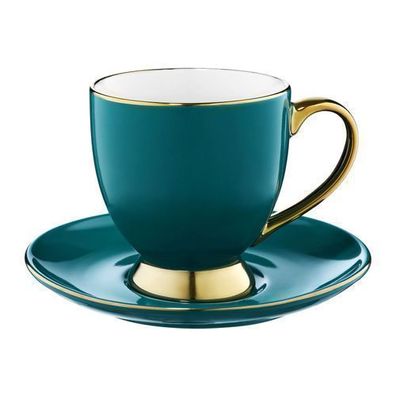 Tasse mit Untertasse Royal 220 ml türkis-gold Ambition