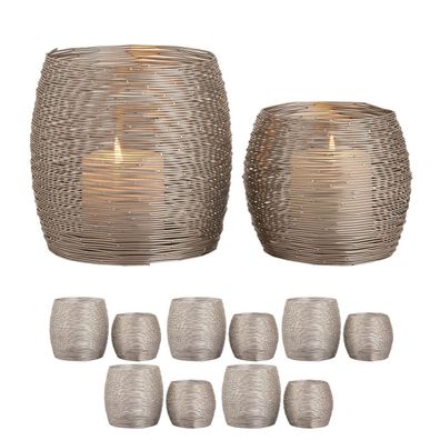 Teelichthalter 12-teilig Set 2 x 6 VE Windlichter Kerzenständer Paris silber Kerze