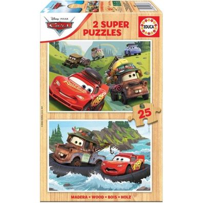 EDUCA Holzpuzzle Autos 2x25 Teile