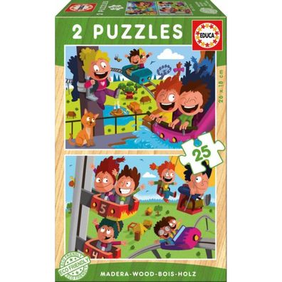 EDUCA Holzpuzzle Im Freizeitpark 2x25 Teile