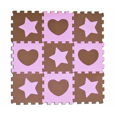 SUN TA TOYS Schaumstoffpuzzle Sterne und Herzen rosa S4 (30x30)