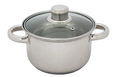 Kochtopf Edelstahl mit Glasdeckel 2 L 16 cm Topf Kochen