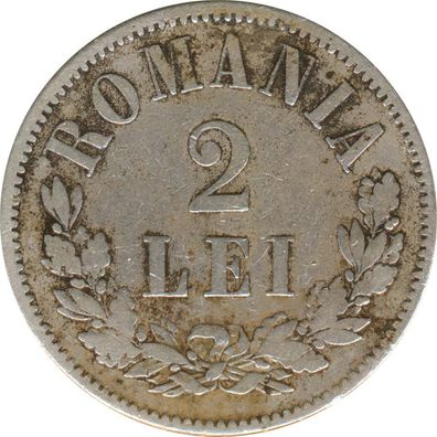 Rumänien 2 Lei 1873 Carol I Silber*