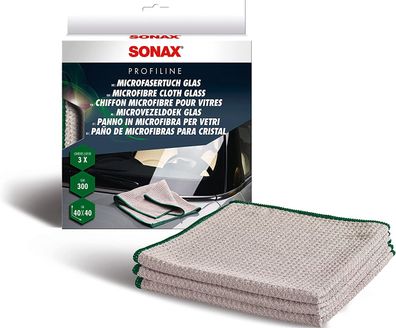 SONAX Microfasertuch Glas (3er Faltschachtel)