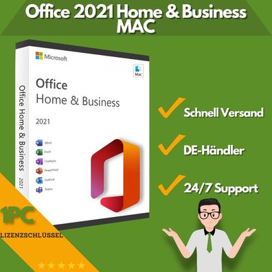 Microsoft Office 2021 Home & Business für MAC | 1 Aktivierung | 24/7 Support | 1 PC