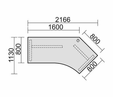 Gera Winkel-Schreibtisch Bürotisch C Fuß Flex 135° rechts 2166x1130x720mm onyx