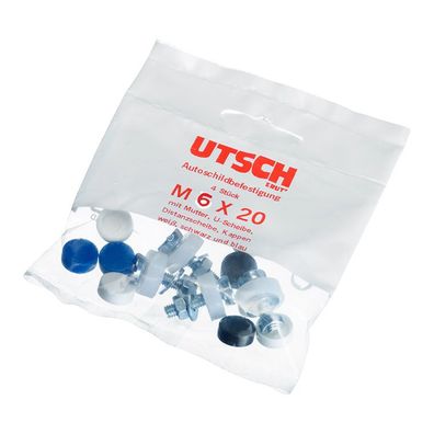 UTSCH Schrauben für Kennzeichen mit Kappen M6 x 20 mm Set