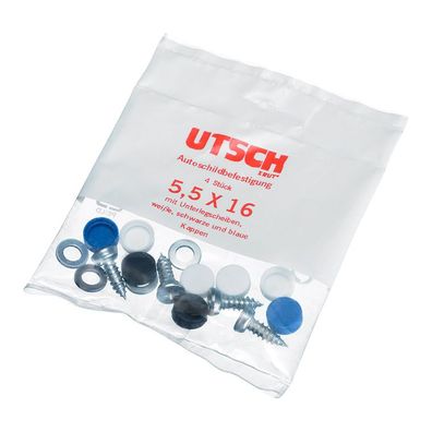 UTSCH Schrauben für Kennzeichen mit Kappen 5,5 x 16 mm Set