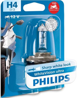 Philips WhiteVision Ultra Moto H4 PX26d 12 V 55 W (1er Blister)