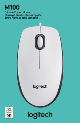 Logitech M100 USB Maus 1000 dpi weiss