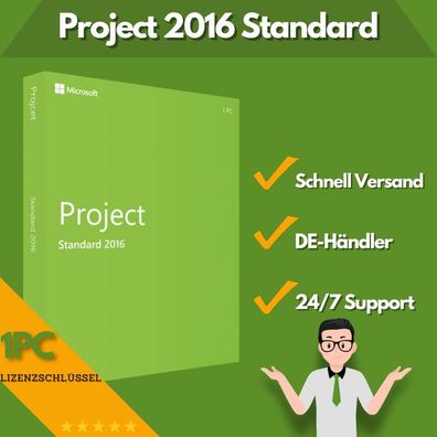 Microsoft Project 2016 Standard | 1 Aktivierung | 24/7 Support | 1 PC